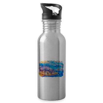 Hong Kong China Aquarell Skizze Zeichnung - Trinkflasche mit integriertem Trinkhalm - Lightsilver - Rechts
