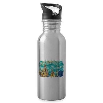 Rom Italien Aquarell Skizze handgezeichnete Malerei - Trinkflasche mit integriertem Trinkhalm - Lightsilver - Rechts