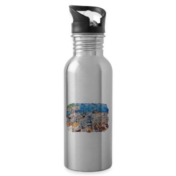 Dubrovnik Kroatien Aquarell Skizze Illustration - Trinkflasche mit integriertem Trinkhalm - Lightsilver - Rechts