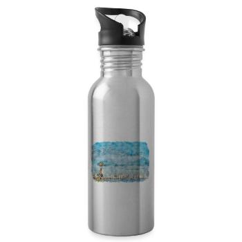 Kalifornien, USA, Aquarell, Skizze, Illustration - Trinkflasche mit integriertem Trinkhalm - Lightsilver - Rechts