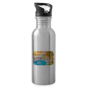California Usa Watercolor Sketch Illustration - Water bottle with straw - silver - Right
