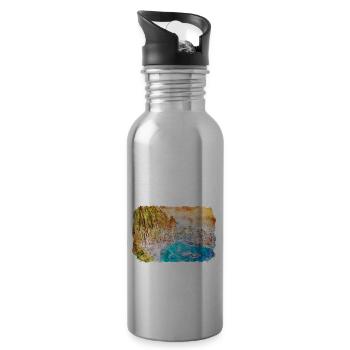 California Usa Watercolor Sketch Illustration - Water bottle with straw - silver - Right