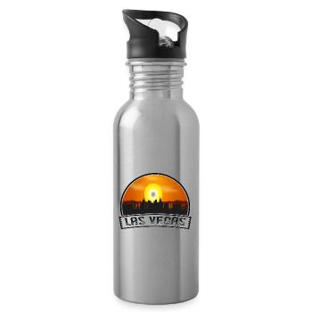Las Vegas Nevada Usa Skyline Vintage Sunset Travel - Trinkflasche mit integriertem Trinkhalm - Lightsilver - Rechts