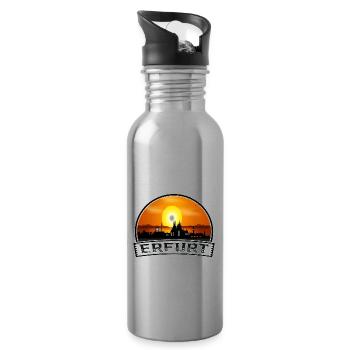 Erfurt Germany Skyline Vintage Sunset Travel Souve - Water bottle with straw - silver - Right