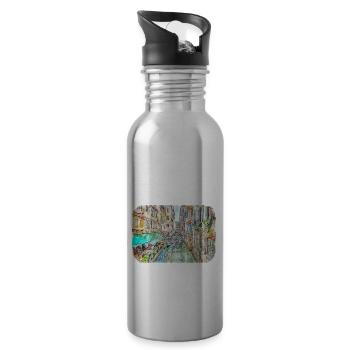 Italy Watercolor Sketch Hand Drawn Illustration - Water bottle with straw - silver - Right