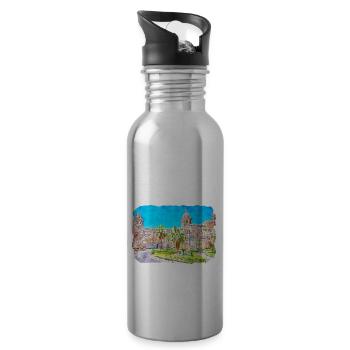 Italy Watercolor Sketch Hand Drawn Illustration - Water bottle with straw - silver - Right