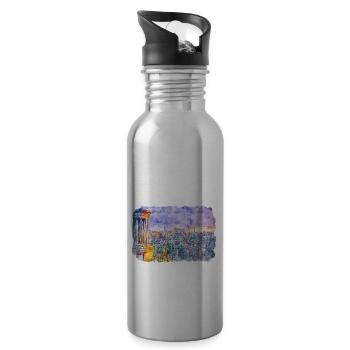 Edinburgh Schottland UK Aquarell Skizze Gezeichnet Schmerz - Trinkflasche mit integriertem Trinkhalm - Lightsilver - Rechts