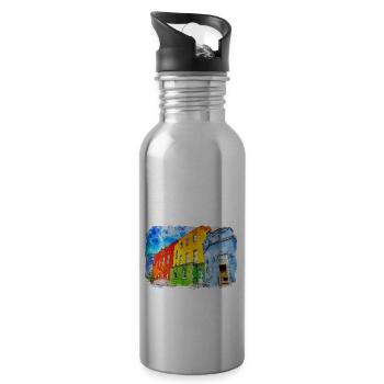 Dublin Irlande Royaume-Uni Aquarelle Croquis Dessiné Peinture - Gourde avec paille intégrée - argent clair - Droite