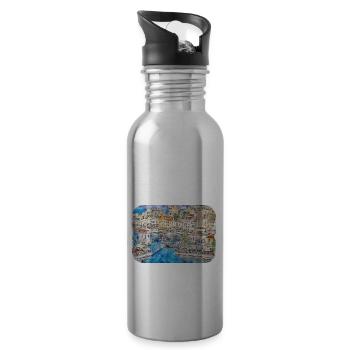 Athènes Grèce Aquarelle Illustration - Gourde avec paille intégrée - argent clair - Droite