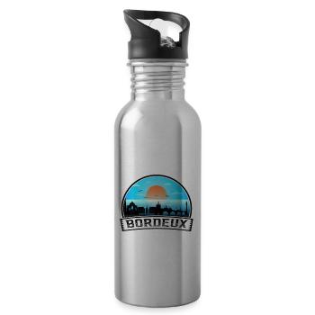 Bordeux France Skyline Vintage Sunset Travel Souve - Water bottle with straw - silver - Right