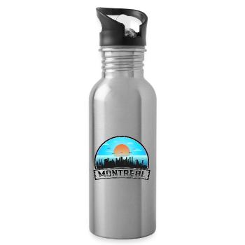 Montreal Canada Skyline Vintage Sunset Travel Souv - Water bottle with straw - silver - Right