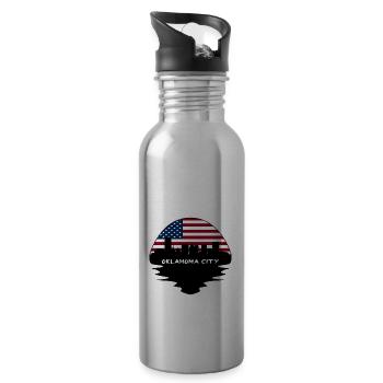 Oklahoma City Oklahoma Usa Flagge Skyline Silhouette - Trinkflasche mit integriertem Trinkhalm - Lightsilver - Rechts