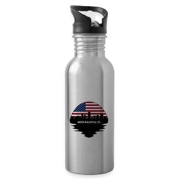 Indianapolis Indiana USA Flagge Skyline Silhouette T - Trinkflasche mit integriertem Trinkhalm - Lightsilver - Rechts