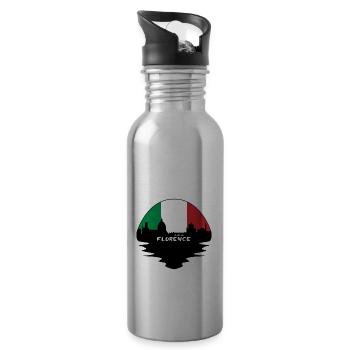 Florenz Italien Flagge Skyline Silhouette Reisen - Trinkflasche mit integriertem Trinkhalm - Lightsilver - Rechts