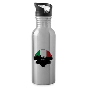 Bari Italie Flag Skyline Silhouette Voyage - Gourde avec paille intégrée - argent clair - Droite