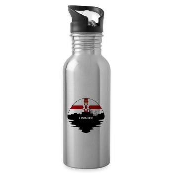 Lisburn Northern Ireland Flag Skyline Silhouette T - Water bottle with straw - silver - Right