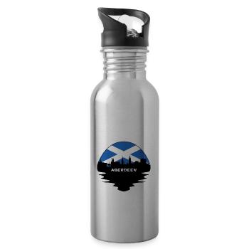 Aberdeen Schottland Flagge Skyline Silhouette Reisen - Trinkflasche mit integriertem Trinkhalm - Lightsilver - Rechts