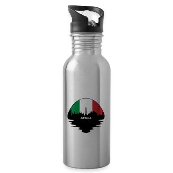 Gênes Italie Drapeau Skyline Silhouette Travel - Gourde avec paille intégrée - argent clair - Droite