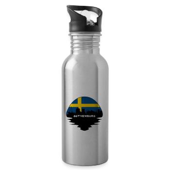 Göteborg Suède Flag Skyline Silhouette Voyage - Gourde avec paille intégrée - argent clair - Droite
