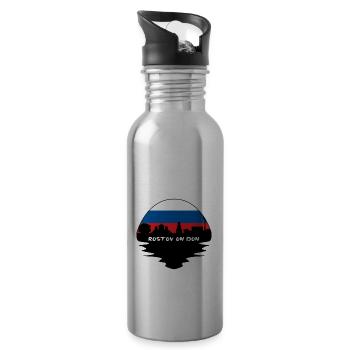 Rostow am Don Russland Flagge Skyline Silhouette Trave - Trinkflasche mit integriertem Trinkhalm - Lightsilver - Rechts