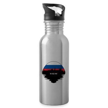 Kazan Russie Drapeau Skyline Silhouette Travel - Gourde avec paille intégrée - argent clair - Droite