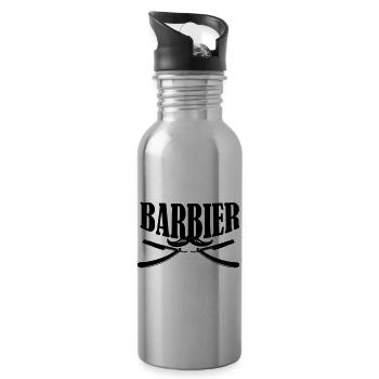 barber barbier shirt - Trinkflasche mit integriertem Trinkhalm - Lightsilver - Rechts