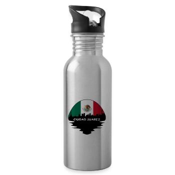 Ciudad Juarez Mexique Flag Skyline Silhouette Trave - Gourde avec paille intégrée - argent clair - Droite
