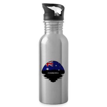 Canberra Australien Flagge Skyline Silhouette Reisen - Trinkflasche mit integriertem Trinkhalm - Lightsilver - Rechts