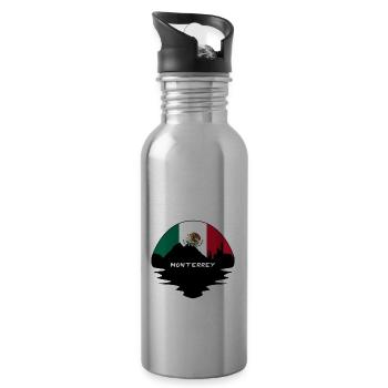 Monterrey Mexiko Flagge Skyline Silhouette Reisen - Trinkflasche mit integriertem Trinkhalm - Lightsilver - Rechts