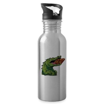 Schokodil Alligator Krokodil Echse Raubtier Reptil - Trinkflasche mit integriertem Trinkhalm - Lightsilver - Rechts
