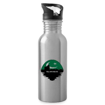 Islamabad Pakistan Flag Skyline Silhouette Voyage - Gourde avec paille intégrée - argent clair - Droite
