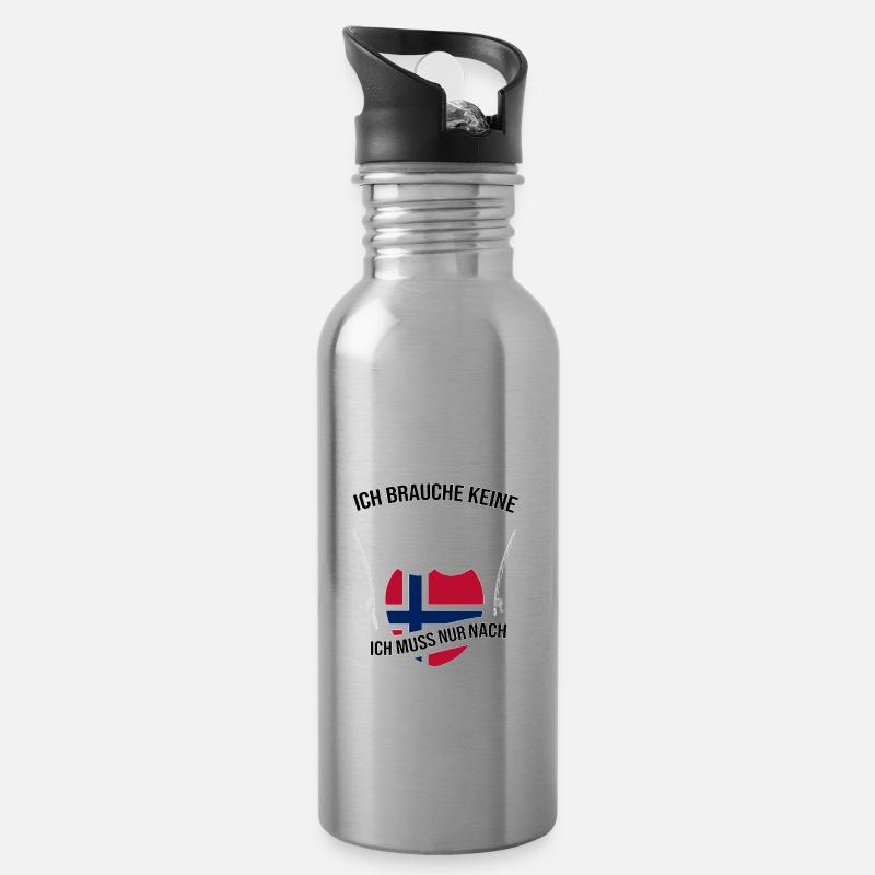 Norwegen Therapie - Trinkflasche mit integriertem Trinkhalm - Lightsilver