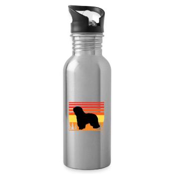 Cao Da Serra De Aires Hund Silhouette Retro Sonnenuntergang - Trinkflasche mit integriertem Trinkhalm - Lightsilver - Rechts