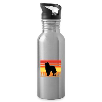 Carpathian Shepherd Dog Silhouette Retro Sunset - Water bottle with straw - silver - Right