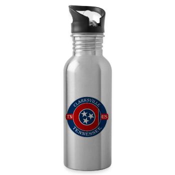 Clarksville Tennessee Flag USA Souvenir Badge - Gourde avec paille intégrée - argent clair - Droite