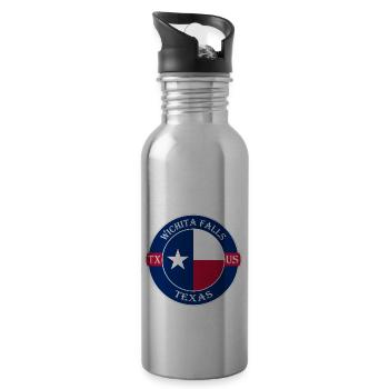 Wichita Falls Texas Flagge USA Reise Souvenir Abzeichen - Trinkflasche mit integriertem Trinkhalm - Lightsilver - Rechts