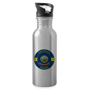 Pocatello Idaho Flagge USA Reise Souvenir Abzeichen - Trinkflasche mit integriertem Trinkhalm - Lightsilver - Rechts