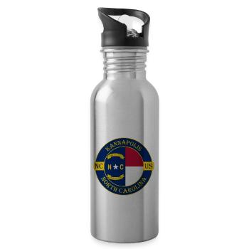 Kannapolis North Carolina Flag USA Travel Souvenir - Water bottle with straw - silver - Right