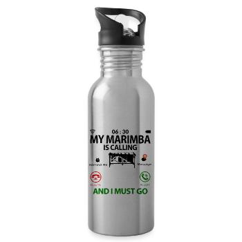 Marimba Player Bell Player of funny sayings - Water bottle with straw - silver - Right