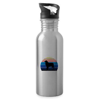Berner Laufhund Hundeliebe Silhouette Vintage Sonnenuntergang - Trinkflasche mit integriertem Trinkhalm - Lightsilver - Rechts