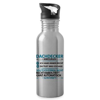 Dachdecker mit Spruch Sprüche Lustige Witzig humor - Trinkflasche mit integriertem Trinkhalm - Lightsilver - Rechts