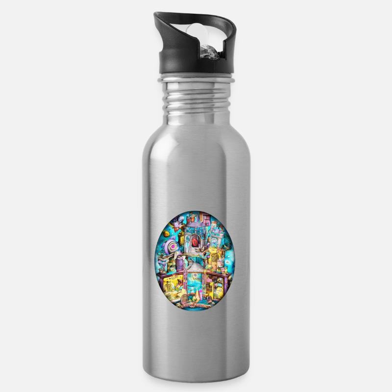 Imaginarium 03 - Trinkflasche mit integriertem Trinkhalm - Lightsilver