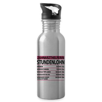 Zahnarzthelferin Abschiedsgeschenk Sprüche Lustige - Trinkflasche mit integriertem Trinkhalm - Lightsilver - Rechts