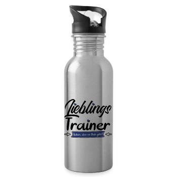 Dankeschön Danke sagen an Trainer Fussballtrainer - Trinkflasche mit integriertem Trinkhalm - Lightsilver - Rechts