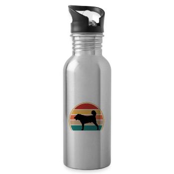Armenisch Gampr Hund Liebhaber Silhouette Vintage Sonnenuntergang - Trinkflasche mit integriertem Trinkhalm - Lightsilver - Rechts