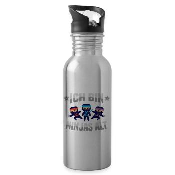 Dritter Geburtstag Kämpfer 3. Geburtstag Ninja - Trinkflasche mit integriertem Trinkhalm - Lightsilver - Rechts