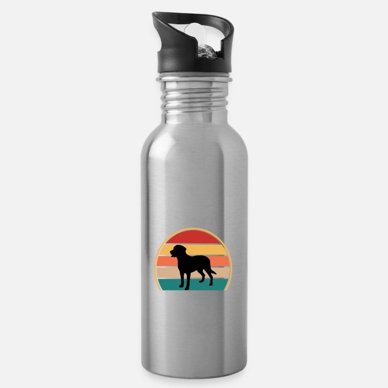 Großer Schweizer Sennenhund Silhouette Retro Sonnenuntergang - Trinkflasche mit integriertem Trinkhalm - Lightsilver