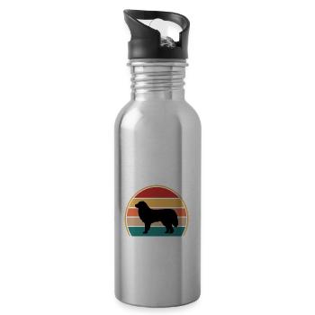 Great Pyrénées Dog Lover Silhouette Vintage Sunset - Gourde avec paille intégrée - argent clair - Droite