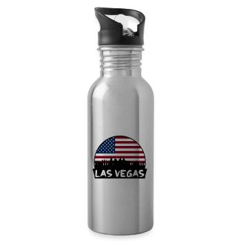 Las Vegas, Nevada, USA, Flagge, Skyline, Silhouette, Trave - Trinkflasche mit integriertem Trinkhalm - Lightsilver - Rechts