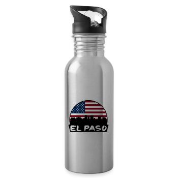 El Paso Texas USA Flagge Skyline Silhouette Reisen - Trinkflasche mit integriertem Trinkhalm - Lightsilver - Rechts